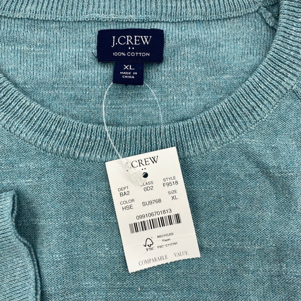 NEW J.Crew Cotton Crewneck Sweater Mens XL Teal Re-Imagined Raglan Classic - Picture 4 of 13